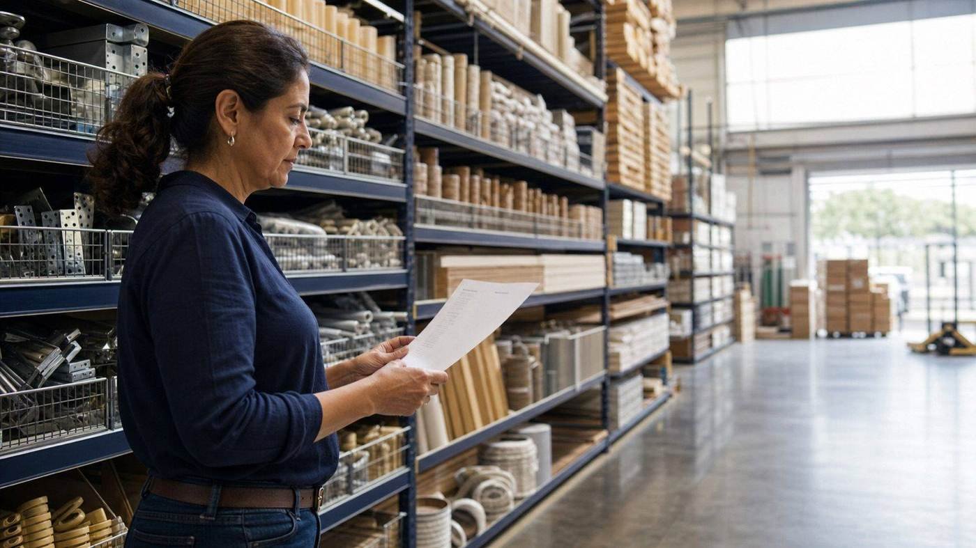 Profesional revisando inventario y disponibilidad en una operación industrial