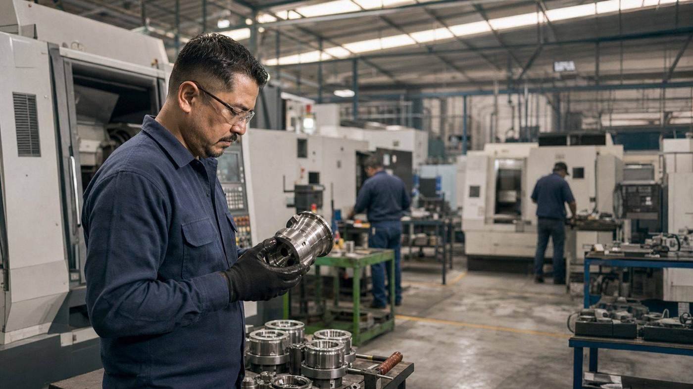 Inspección de una pieza mecanizada de precisión